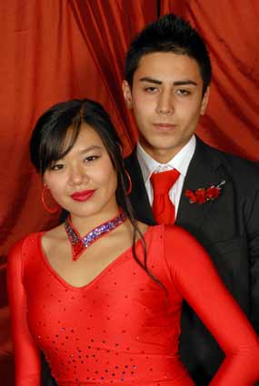 Couple in red at Ball